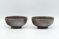 Japanese Teacups - Pair of Purple Textured Clay Guinomi - 40ml - pair side by side, front view