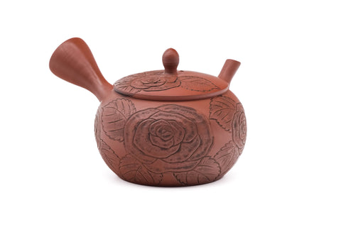 Camellia Flower Engraved Tokoname Teapot - 260ml