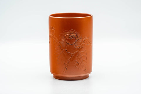 Tezumi — Japanese Teacup - 福仙 Fukusen Suzuki - Large Floral Engraved Tokoname-yaki Yunomi - 400ml — front view