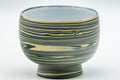 Japanese Teacup - Green, Yellow, and White Nerikomi Tokoname-yaki Yunomi - 100ml - side view of the marbled cup
