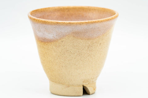 Japanese Teacups - Set of 3 Small Beige Drip-Glazed Hagi-yaki Guinomi - 35ml