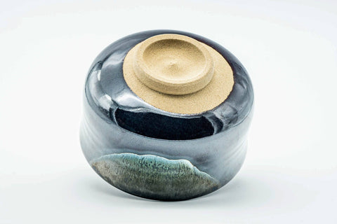 Japanese Matcha Bowl - Black Blue Hare's Fur Drip-Glazed Chawan - 350ml