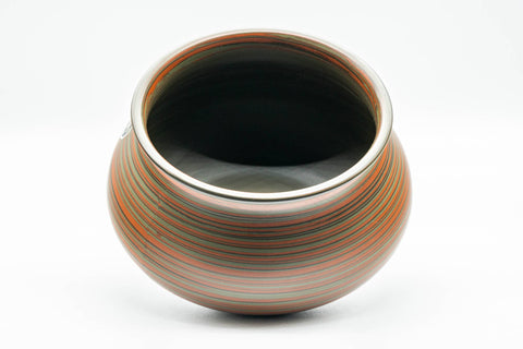 Japanese Kensui - Green and Red Nerikomi Tokoname-yaki Water Bowl - 600ml - Tezumi