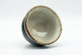 Tezumi — Japanese Teacup - Black Blue Glazed Exterior Beige Interior Yunomi - 70ml — three-quarter view