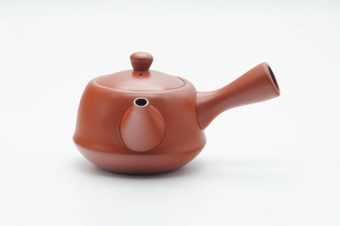 Japanese Kyusu - Calligraphy Engraved Red Shudei Tokoname-yaki Mesh Filter Teapot - 250ml