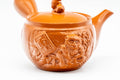 Tezumi — Japanese Kyusu - Monkeys and Leaves Tokoname-yaki Mesh Filter Teapot - 400ml — closeup of the decoration