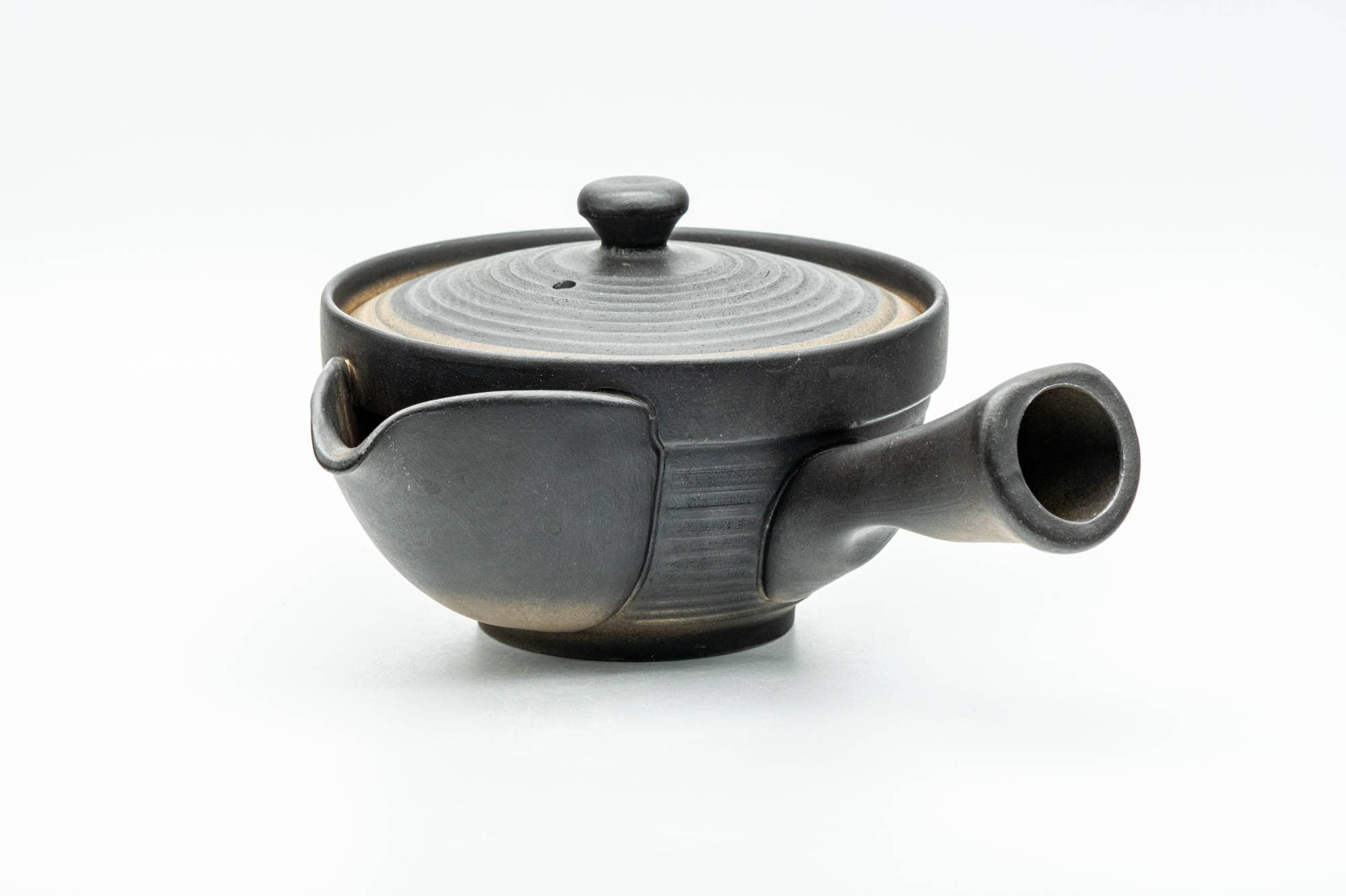 Japanese Kyusu - Black Matte Glazed Sasame Ceramic Filter Teapot - 400ml - Tezumi