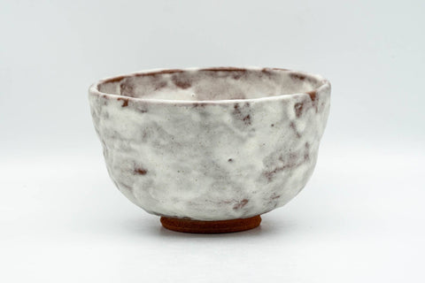 Tezumi — Japanese Matcha Bowl - Milky White Glazed Abstract Chawan - 250ml — front view from another angle