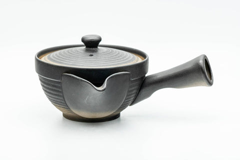 Japanese Kyusu - Black Matte Glazed Sasame Ceramic Filter Teapot - 400ml - Tezumi