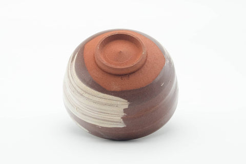 Tezumi — Japanese Matcha Bowl - Magenta Grey White Hakeme Chawan - 400ml — tipped to show the interior