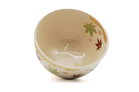 Green Red Momiji Kyo-yaki Matcha Bowl