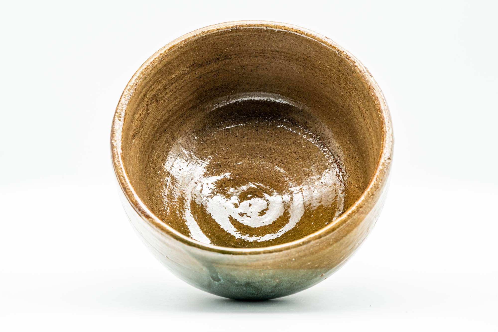 Japanese Matcha Bowl - Brown White Semi-Sphere Glazed Hantsutsu-gata Chawan - 350ml