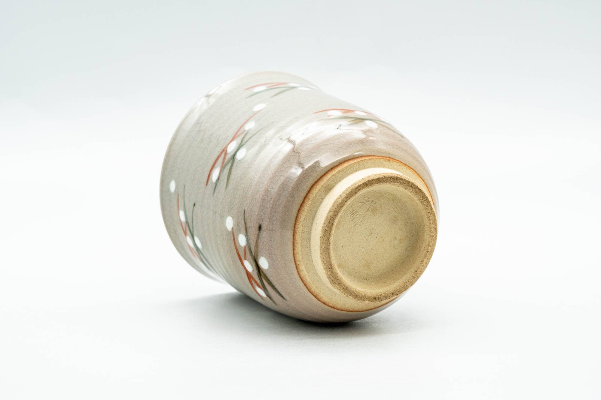 Japanese Teacup - Beige Geometric Decorated Yunomi - 175ml
