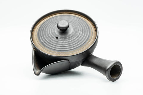 Japanese Kyusu - Black Matte Glazed Sasame Ceramic Filter Teapot - 400ml - Tezumi