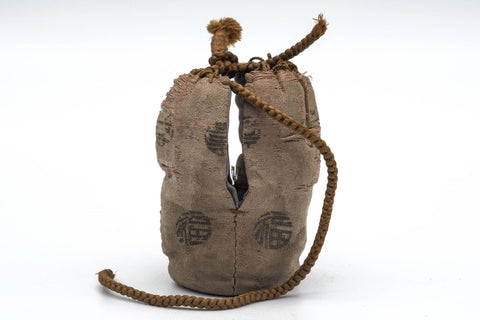 Japanese Chaire - Beige Green Oribe-yaki Tea Jar with Shifuku