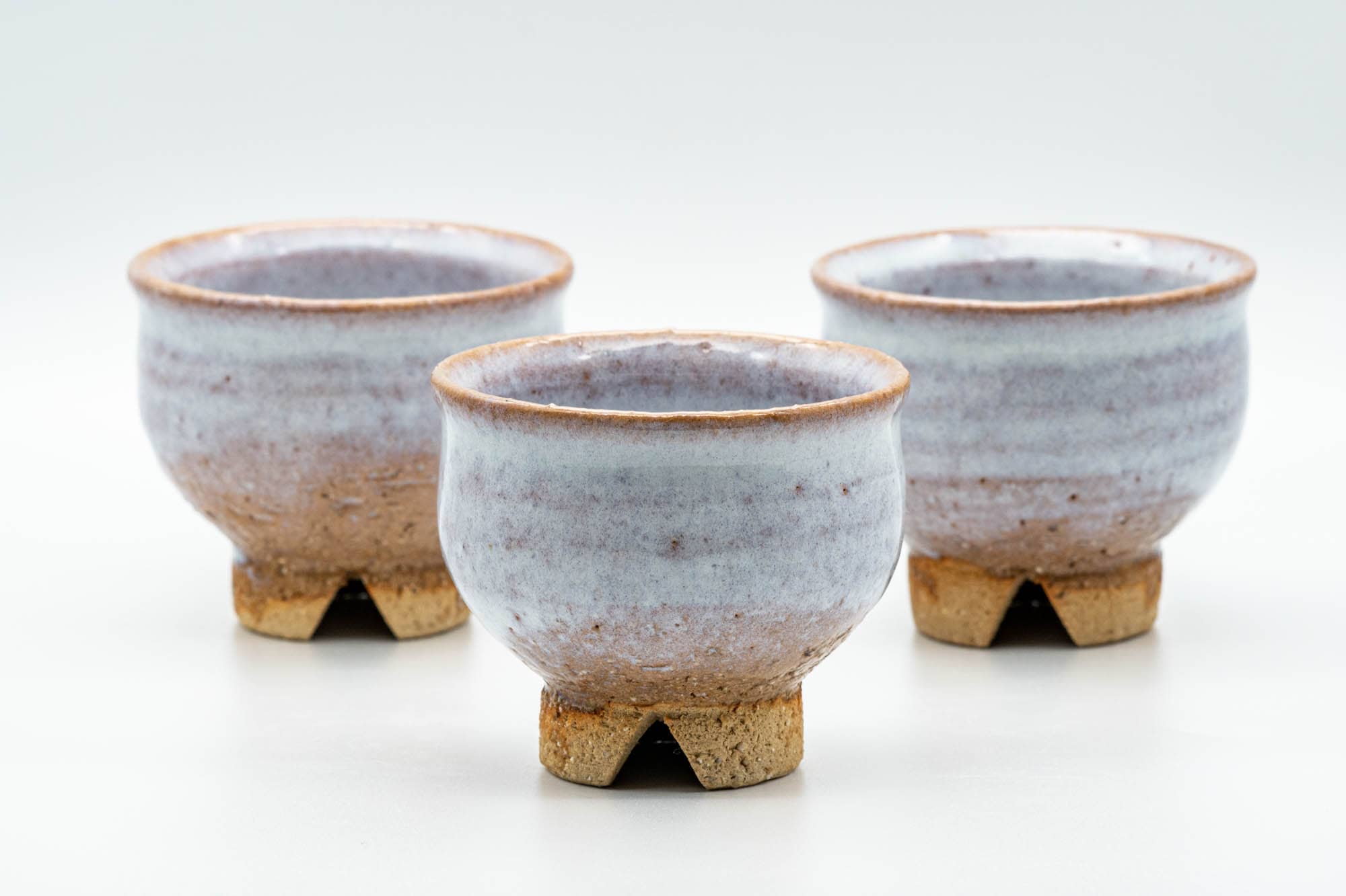 Japanese Teacups - Set of 3 Milky White Glazed Hagi-yaki Yunomi - 125ml