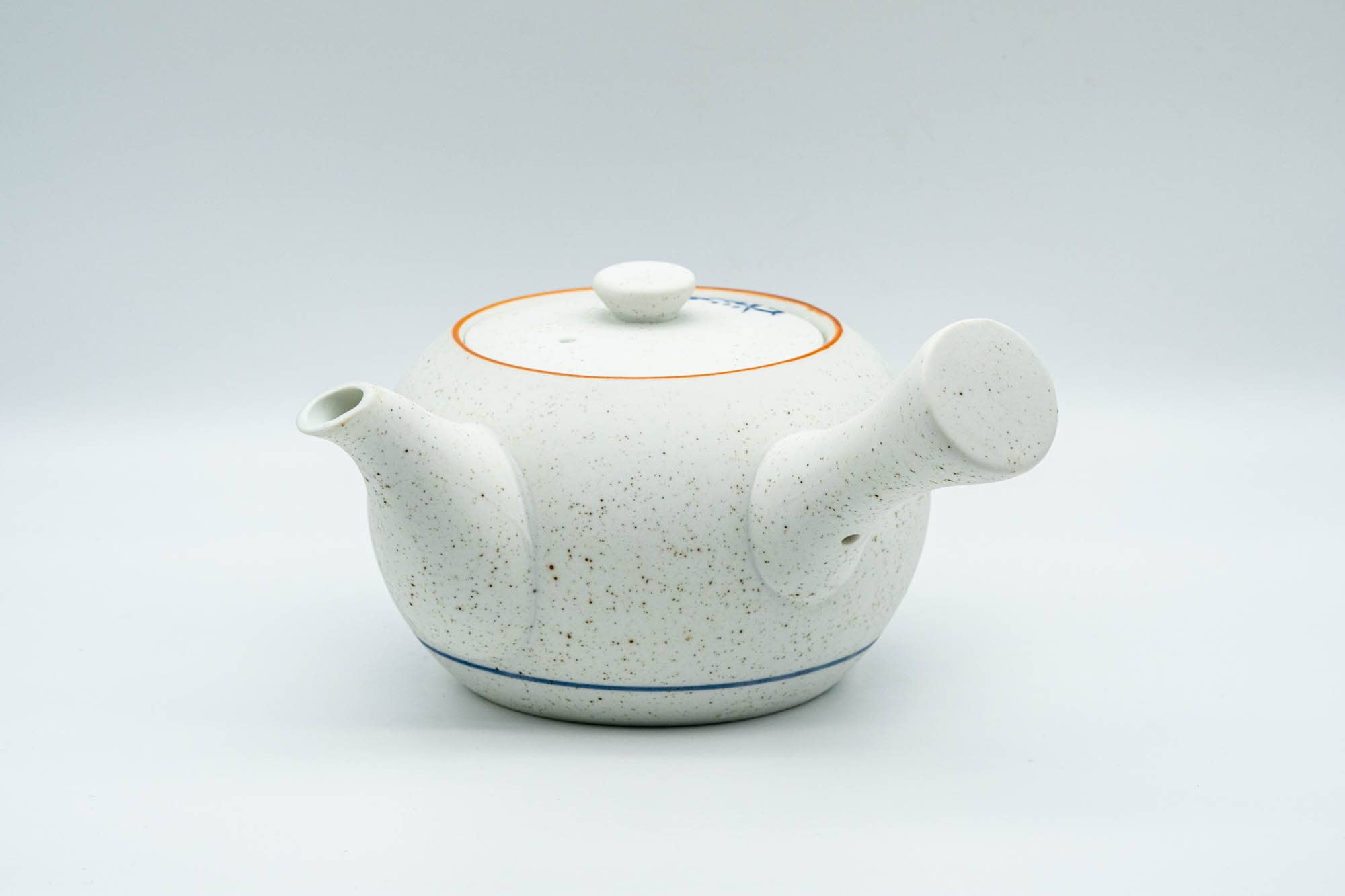 Japanese Tea Set - Blue Floral White Matte Glazed Arita-yaki Debeso Kyusu Teapot with 5 Yunomi Teacups - Tezumi