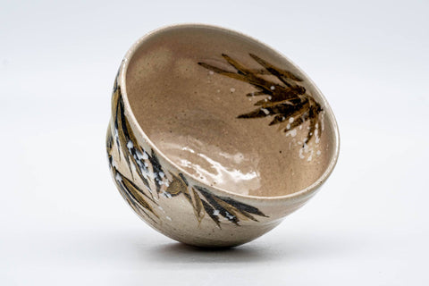 Tezumi — Japanese Matcha Bowl - 中村与平 Yohei Nakamura - Gold Bamboo Yukitake Kyo-yaki Chawan - 250ml — top-down view of the interior