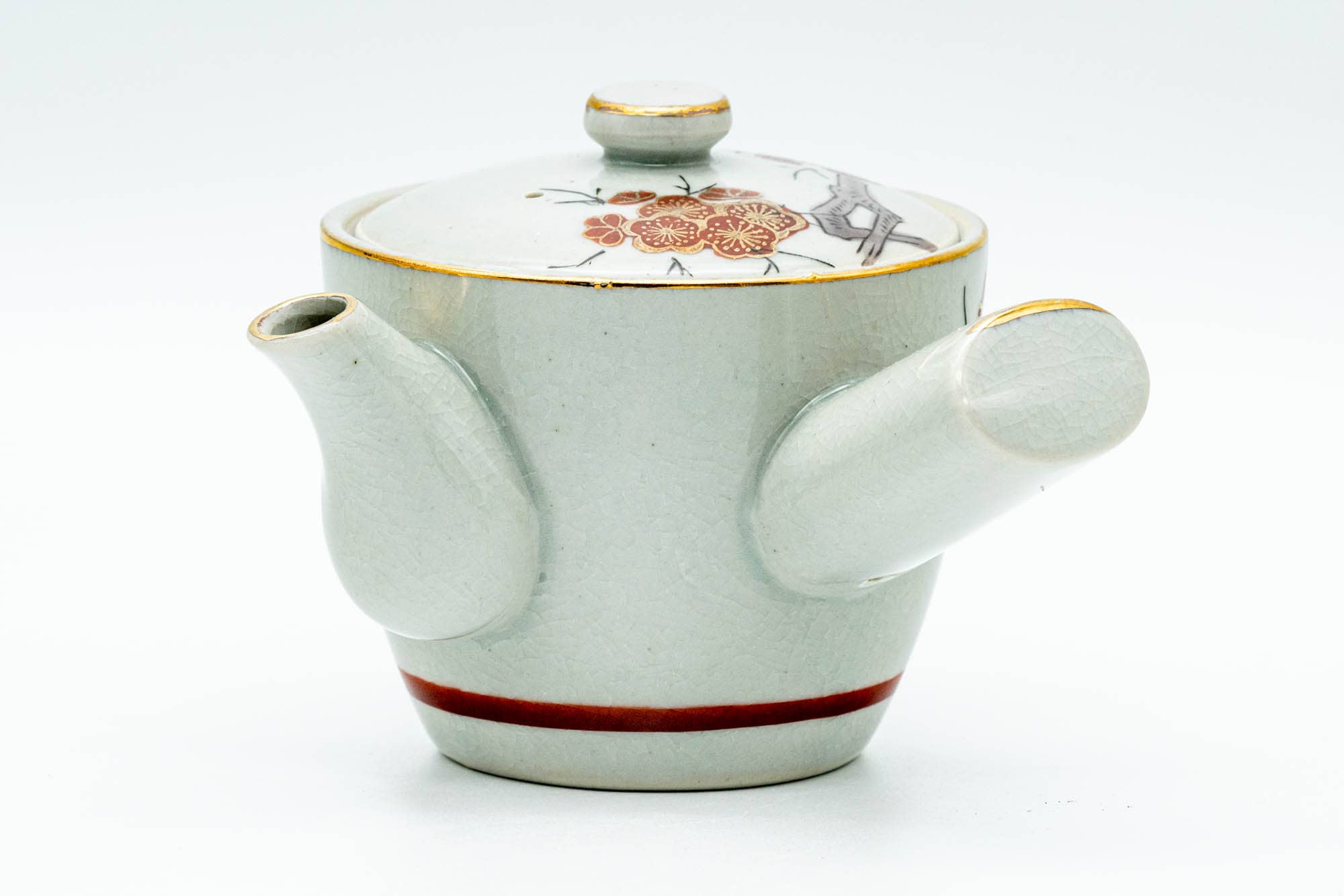 Japanese Tea Set - Floral Kutani-yaki Kyusu Teapot with 5 Yunomi Teacups