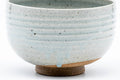 Japanese Matcha Bowl - Grey Mottled Karatsu-yaki Hantsutsu-gata Chawan - 475ml - opposite side view showing the mottled glaze