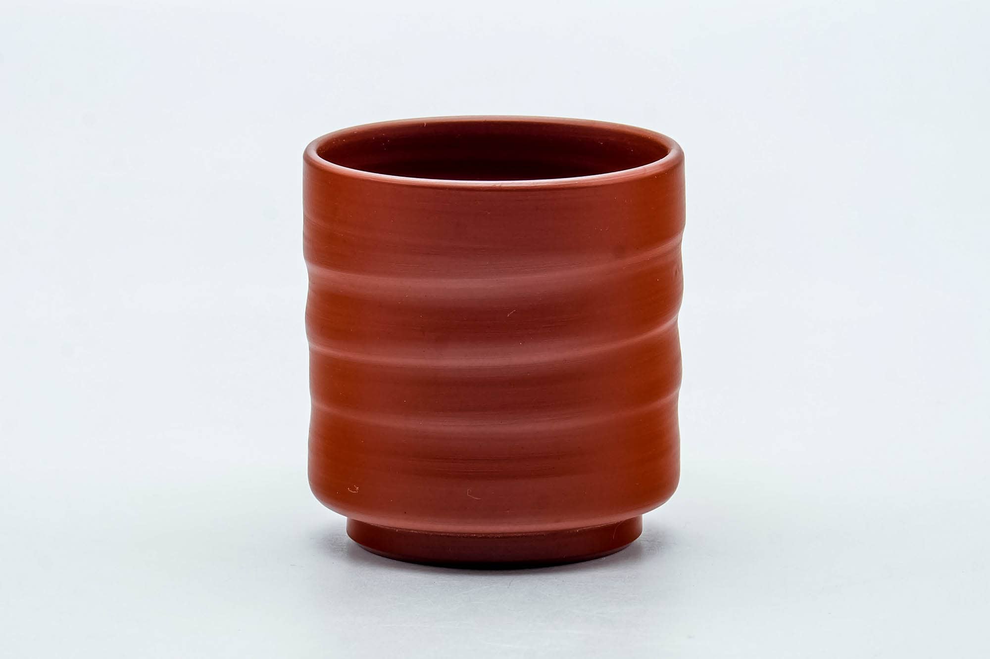 Japanese Teacup - Spiraling Red Shudei Tokoname-yaki Yunomi - 100ml