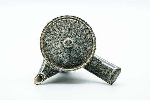 Japanese Tea Set - Black Kanji Porcelain Kyusu Teapot with 5 Tall Yunomi Teacups