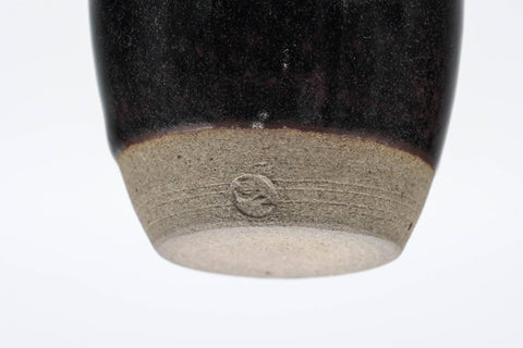 Japanese Chaire - Black Seto-yaki Imo-no-ko Tea Jar with Shifuku