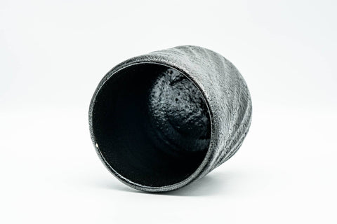Japanese Matcha Bowl - Tall Black Hand-built Raku Kuroraku Winter Chawan - 350ml