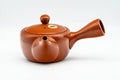 Tezumi — Japanese Kyusu - Gold White Floral Tokoname-yaki Mesh Teapot - 200ml — side view showing the spout