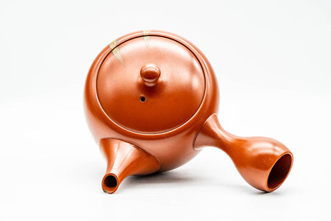 Japanese Kyusu - Large Red Shudei Tokoname-yaki Mesh Teapot - 400ml