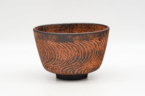 Wavy Red-Orange Kiyomizu-yaki Chawan