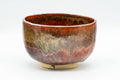 Japanese Matcha Bowl - Beige Red Wabi-Sabi Chawan - 350ml - side view showing the red and beige glaze