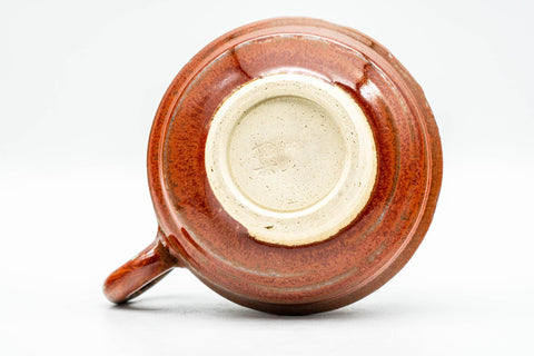 Japanese Teacup - Red Speckled Beige Drip-Glazed Ushirode Rear-Handled Yunomi - 140ml