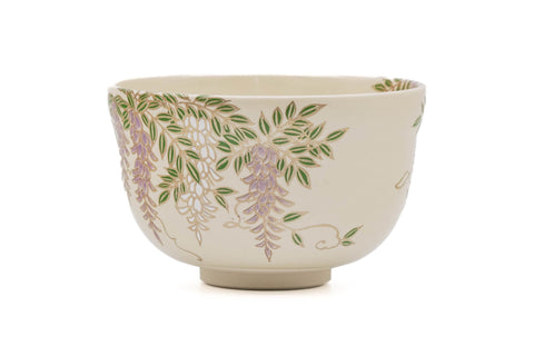 Purple Wisteria Kyo-yaki Chawan