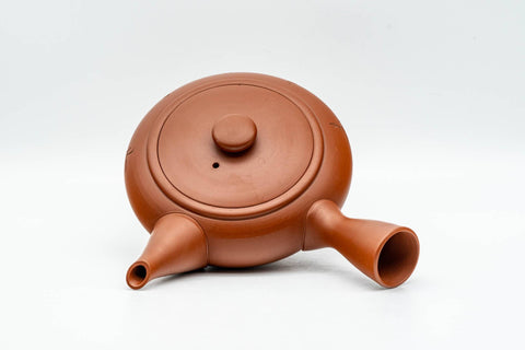 Tezumi — Japanese Kyusu - Calligraphy Engraved Red Shudei Tokoname-yaki Debeso Teapot - 140ml — interior view showing the filter