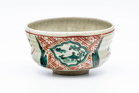 Japanese Matcha Bowl - 渋草柳三 Ryuzou Shibukusa - Floral Temple Shibukusa-yaki Chawan - 375ml