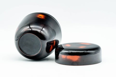 Japanese Natsume - Black Orange Patterned Matcha Tea Caddy - 100ml