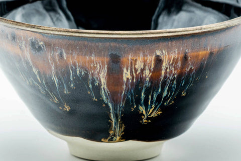 Japanese Matcha Bowl - 定一桶谷 Teiichi Oketani - Black Hare's Fur Glazed Tenmoku-gata Kyo-yaki Chawan - 200ml