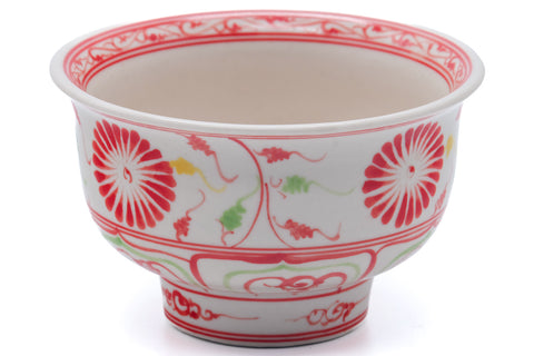 Japanese Matcha Bowl - Red Floral Vietnamese-style Annan Chawan - 340ml