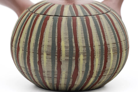 Brown Striped Tokoname Mesh Filter Teapot - 180ml