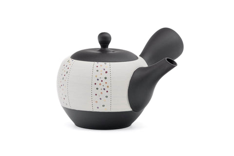 Black White Pearlescent Dots Tokoname Teapot - 300ml