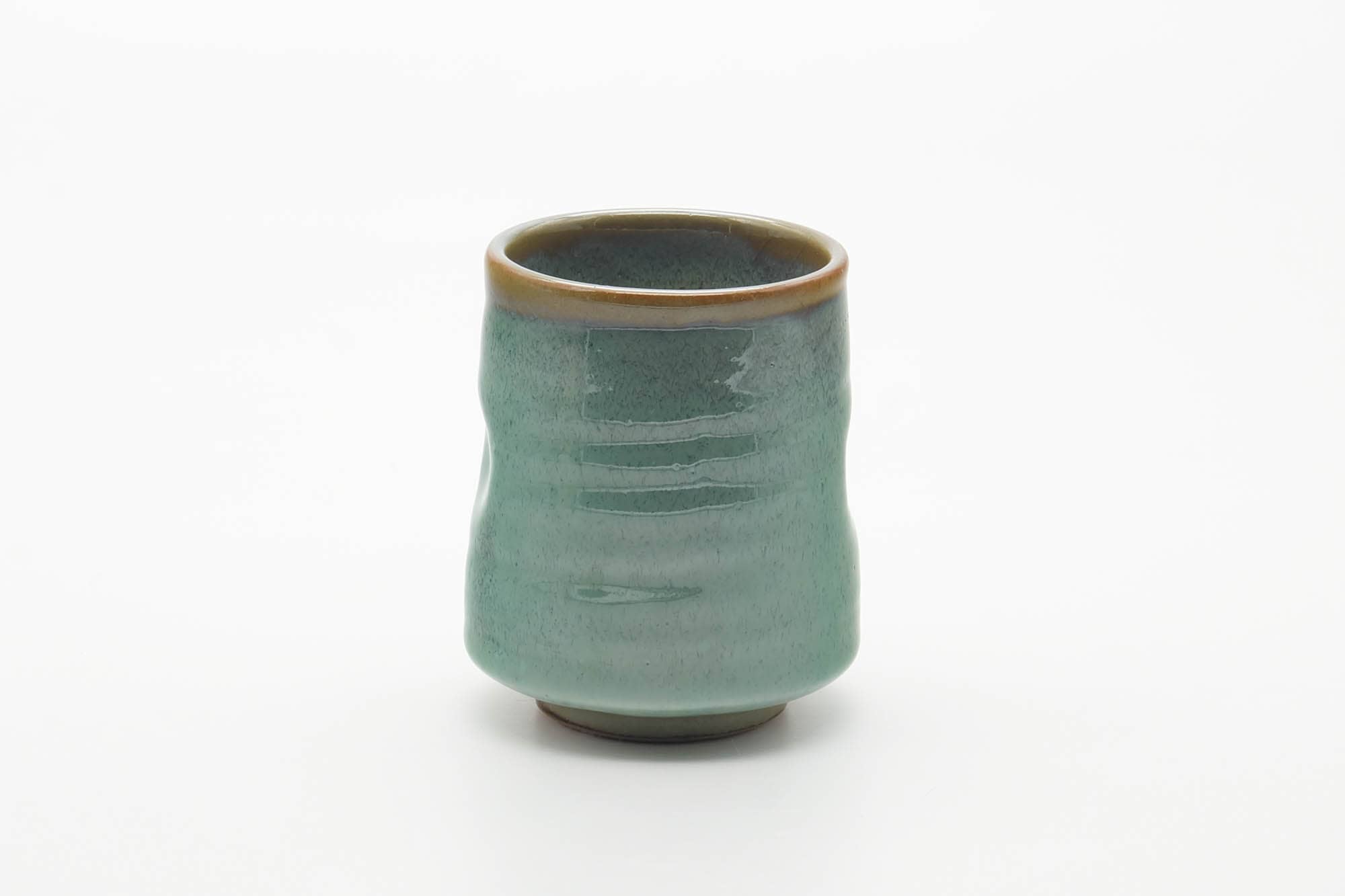 Japanese Teacup - Teal Speckled Thumb-Indented Yunomi - 180ml