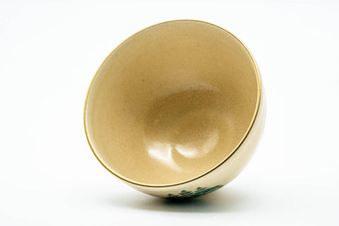 Japanese Matcha Bowl - Beige Floral Kyo-yaki Chawan - 200ml