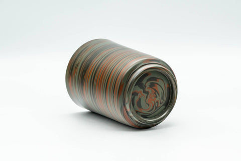 Japanese Teacup - 雲仙窯 Unzen Kiln Nerikomi Tokoname-yaki Yunomi - 160ml - angled view showing the foot