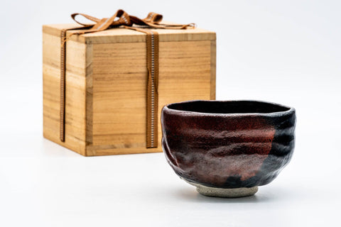 Japanese Matcha Bowl - Black Red Glazed Kuro-Raku Chawan - 300ml