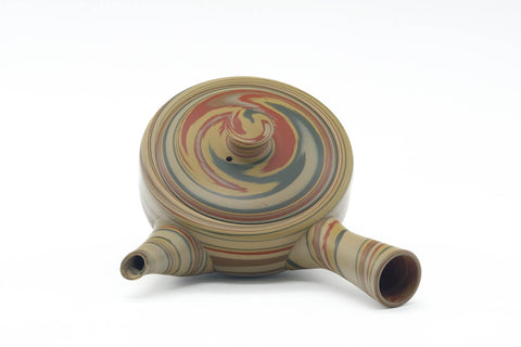 Japanese Kyusu - 白山 Hakusan - Yellow Green Red Nerikomi Tokoname Teapot - 165ml