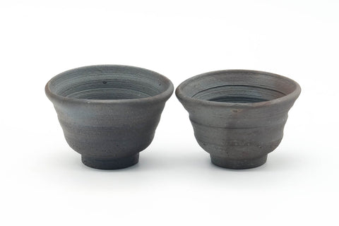 Tezumi — Japanese Teacups - Pair of Earthy Wabi Yunomi - 80ml — front view from another angle