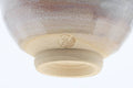 Tezumi — Japanese Matcha Bowl - Beige Pink White Hakeme Glazed Kyo-yaki Chawan - 250ml — inverted showing the foot ring