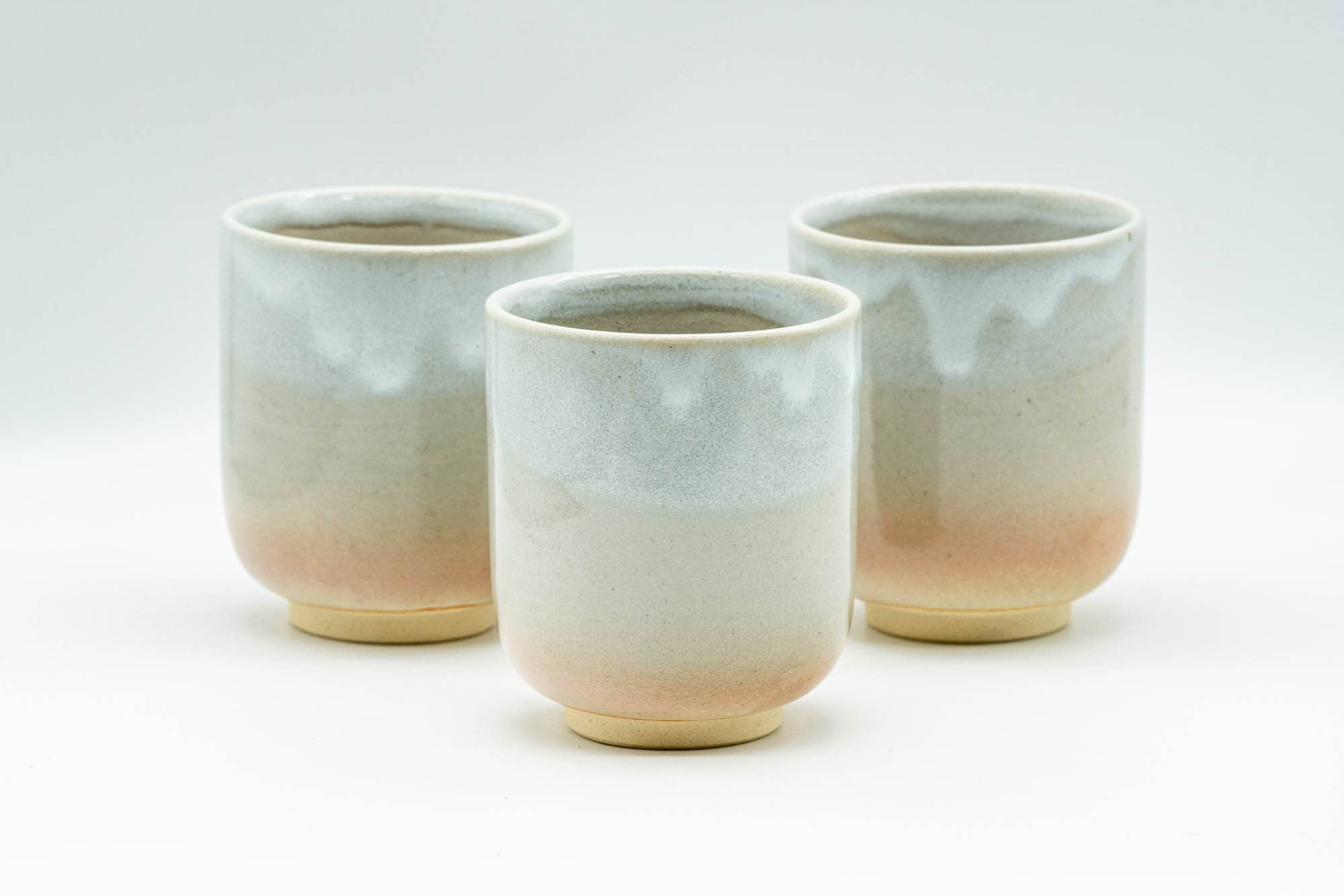 Japanese Teacups - Set of 3 椿窯 天鵬山 Tsubaki Kiln Drip-Glazed Hagi-yaki Yunomi - 130ml