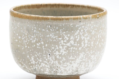Tezumi — Japanese Matcha Bowl - Grey White Speckle Glazed Chawan - 250ml — inverted showing the foot ring